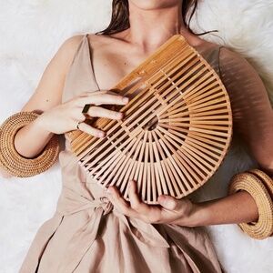 Cult Gaia Large Bamboo Ark Bag Natural Top Handle Bag